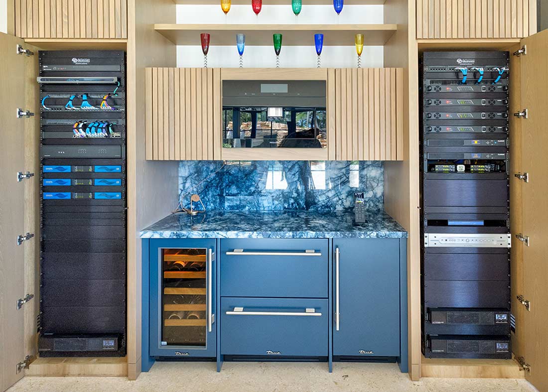 audio video control panels example in a Palm Beach Florida home