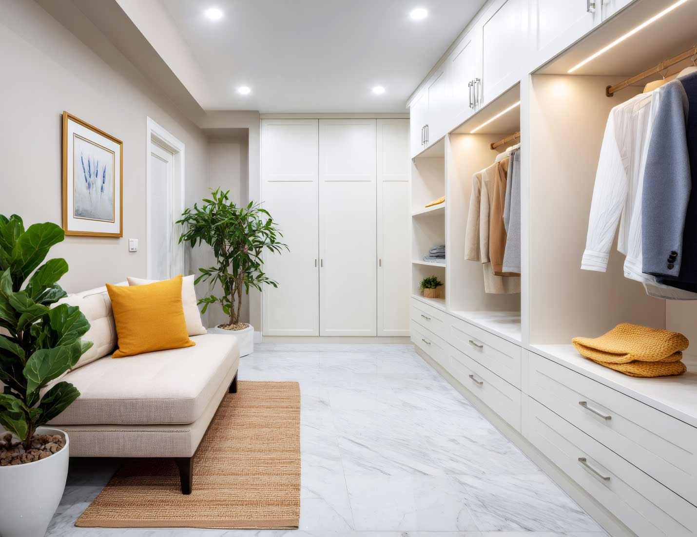 Lutron downlights in a closet