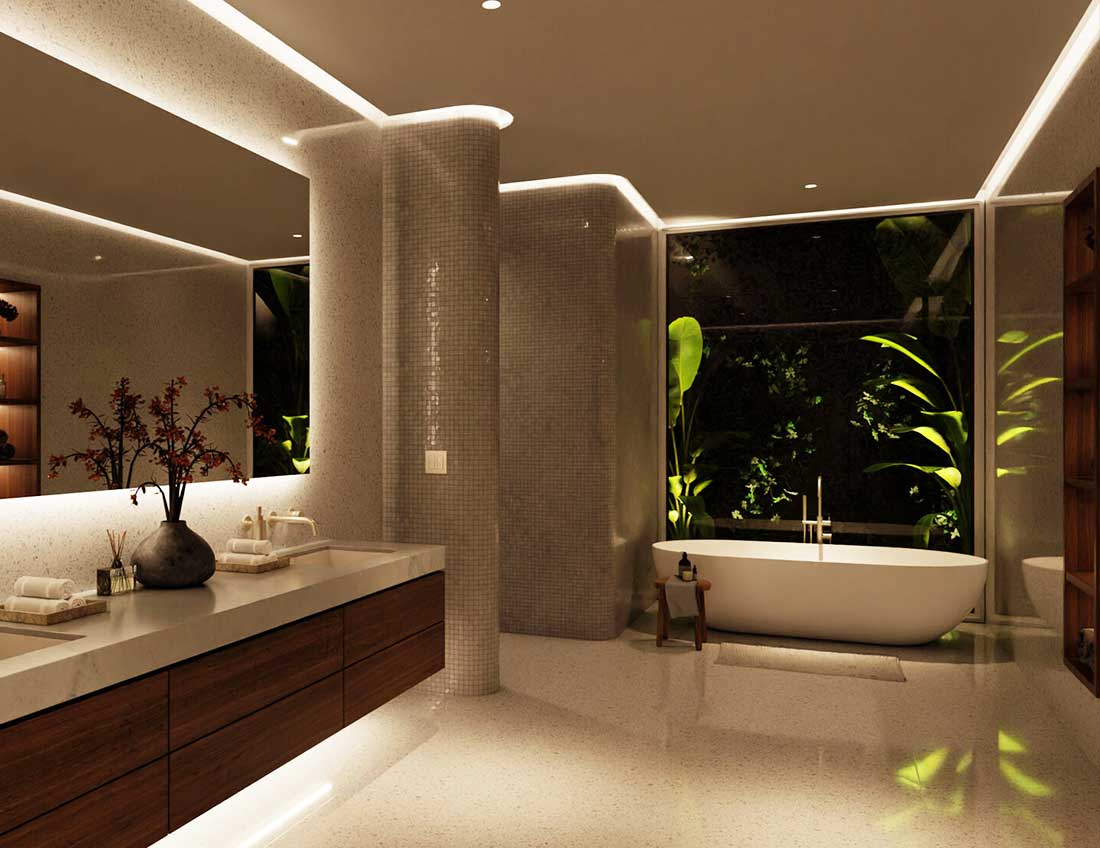 Lutron linear tape lighting in a bathroom