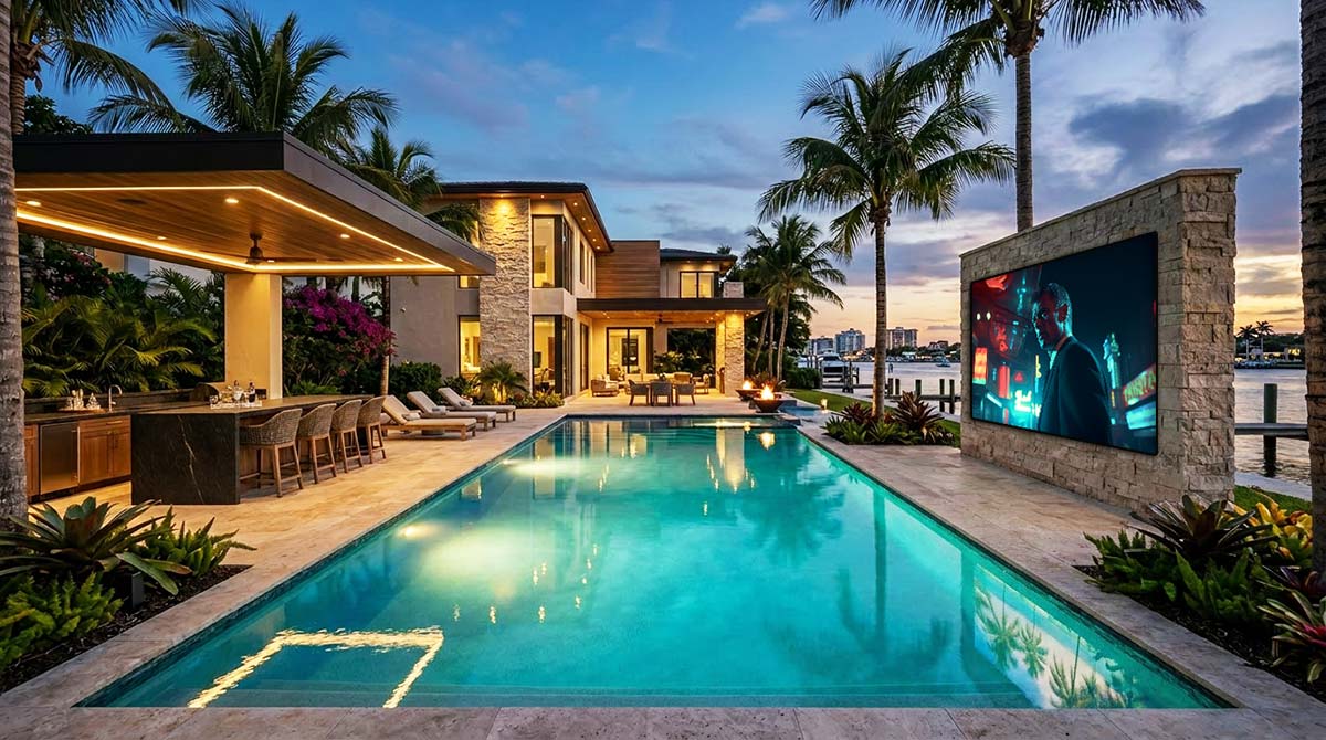 Outdoor TV or LED video wall for Florida homes