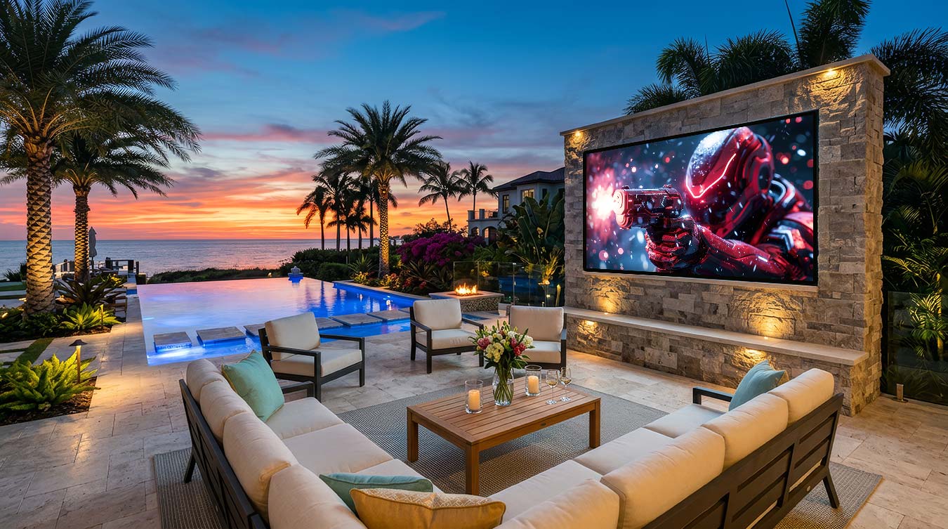 Poolside TV installation Florida, outdoor TV solutions and prices for Palm Beach homes