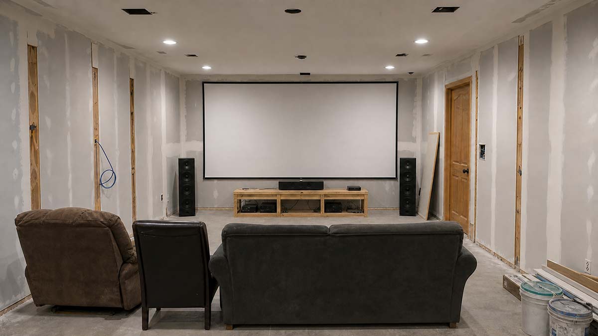 unfinished home theater