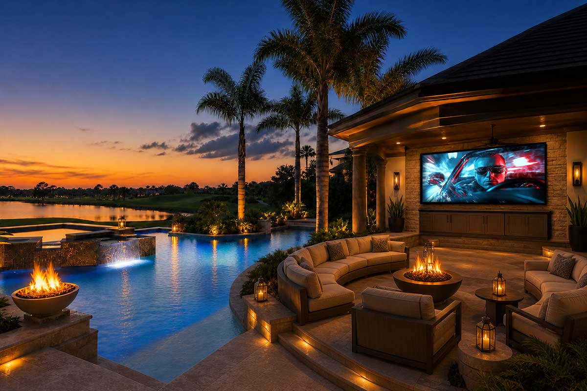 outdoor movie screen at home