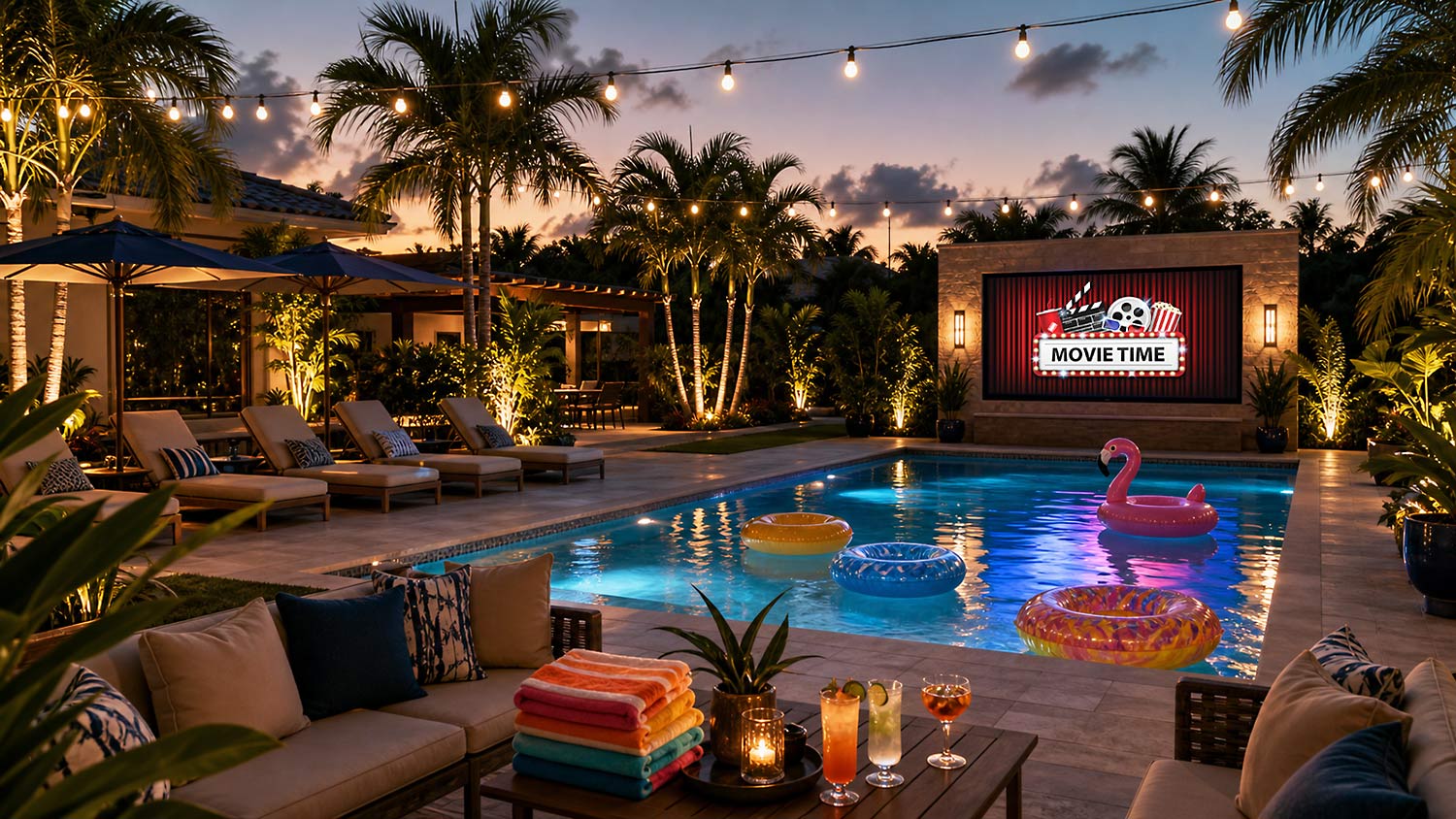 Orlando pool fun with outdoor movie screen Orlando pool fun with outdoor movie screen