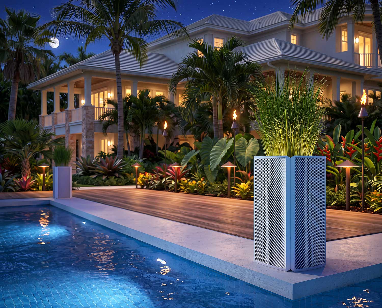 High-performance weatherproof outdoor speakers for Florida homes, installed by Definitive Electronics High-performance weatherproof outdoor speakers for Florida homes, installed by Definitive Electronics