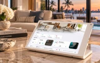 The new Crestron 80 tabletop touchpad in white